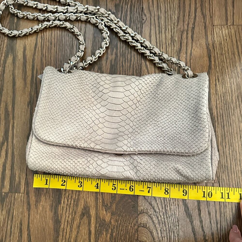 Abro Python Skin Leather Shoulder Bag Light Gray … - image 3